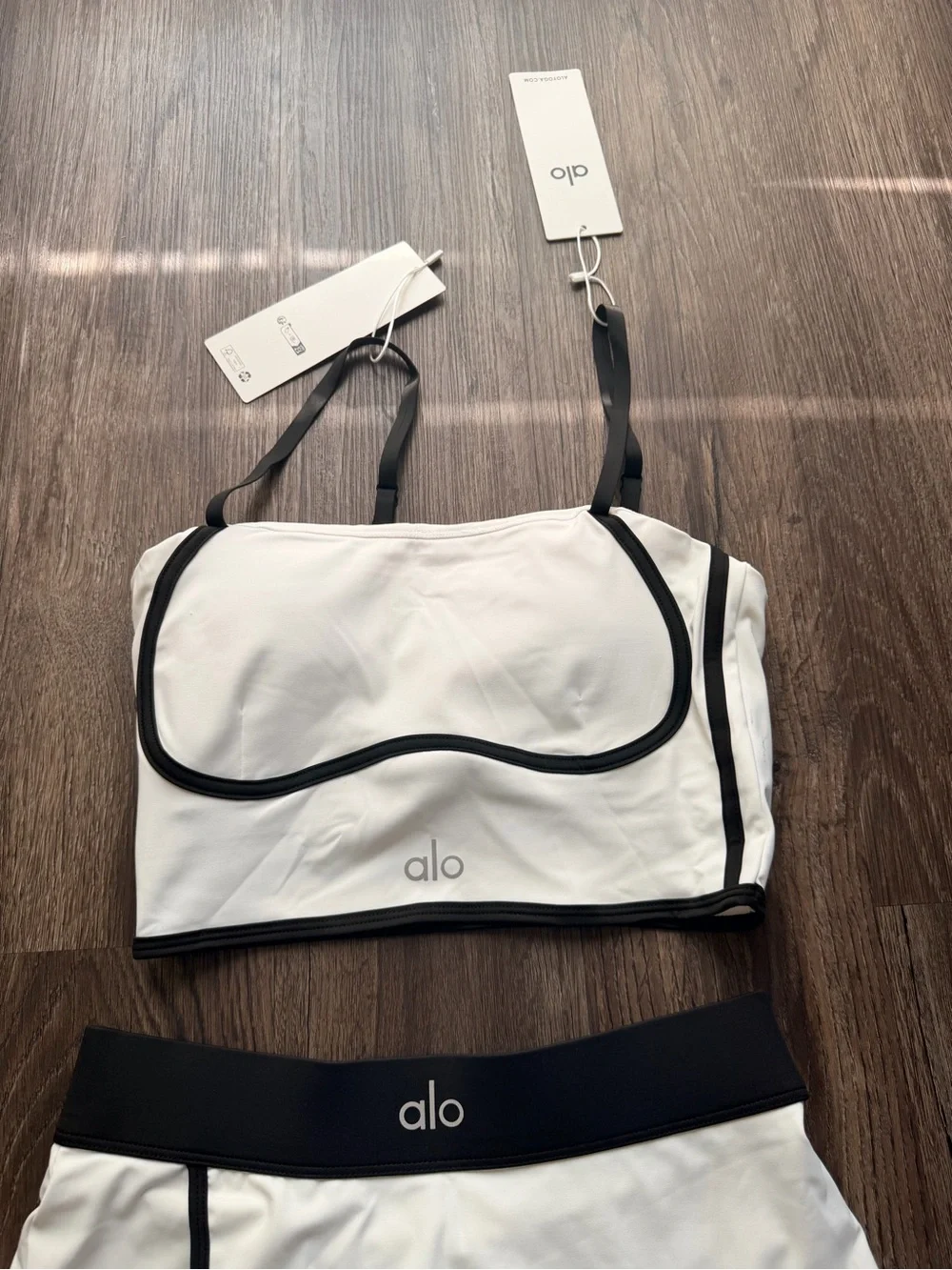 ALO Yoga White Skort Set with Black Trim